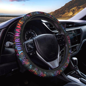 Colorful rainbow sea turtle personalized Steering wheel cover - IPHW1071