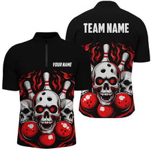 Load image into Gallery viewer, Custom Red Skull Bowling Team Shirts, Flame Bowling Jerseys Bowlers Shirts For Men And Women IPHW5840
