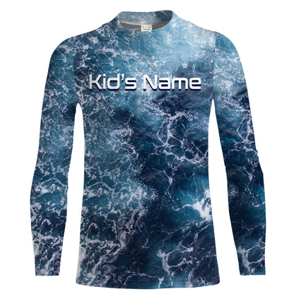 Sea camo Fishing Custom UV Long Sleeve Fishing Shirts, Saltwater Fishing Shirts - IPHW877