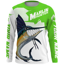 Load image into Gallery viewer, Marlin hunter Fishing jerseys, Custom Angry Marlin Long sleeve performance Fishing Shirts |green IPHW3406