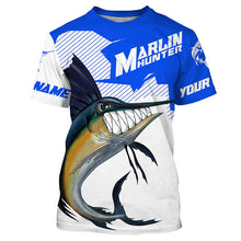 Load image into Gallery viewer, Marlin hunter Fishing jerseys, Custom Angry Marlin Long sleeve performance Fishing Shirts |blue IPHW3407