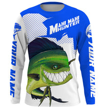 Load image into Gallery viewer, Mahi Mahi hunter Fishing jerseys, Custom Angry Mahi Long sleeve performance Fishing Shirts |blue IPHW3410