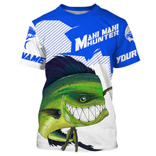Load image into Gallery viewer, Mahi Mahi hunter Fishing jerseys, Custom Angry Mahi Long sleeve performance Fishing Shirts |blue IPHW3410