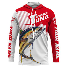 Load image into Gallery viewer, Monster Tuna Fishing jerseys, Yellowfin Tuna fish skull Custom Long sleeve Fishing Shirts | red IPHW3531