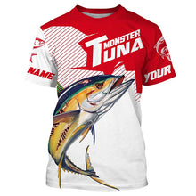 Load image into Gallery viewer, Monster Tuna Fishing jerseys, Yellowfin Tuna fish skull Custom Long sleeve Fishing Shirts | red IPHW3531