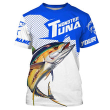 Load image into Gallery viewer, Monster Tuna Fishing jerseys, Yellowfin Tuna fish skull Custom Long sleeve Fishing Shirts | blue IPHW3532