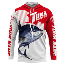 Load image into Gallery viewer, Bluefin Tuna hunter Fishing jerseys, Custom Angry Tuna Long sleeve performance Fishing Shirts |red IPHW3402