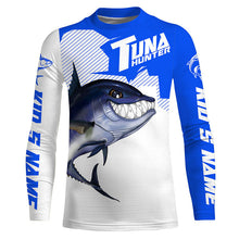 Load image into Gallery viewer, Bluefin Tuna hunter Fishing jerseys, Custom Angry Tuna Long sleeve performance Fishing Shirts |blue IPHW3404