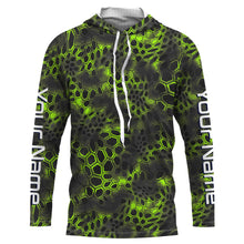 Load image into Gallery viewer, Green camo Custom Long Sleeve performance Fishing Shirts, UV Protection Fishing jerseys - IPHW2210