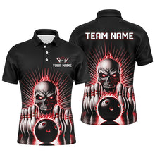 Load image into Gallery viewer, Red Flame Skull Custom Bowling Polo/ Quarter-Zip Team Shirts For Men Women, Bowler&#39;S Outfits IPHW6024