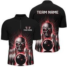 Load image into Gallery viewer, Red Flame Skull Custom Bowling Polo/ Quarter-Zip Team Shirts For Men Women, Bowler&#39;S Outfits IPHW6024