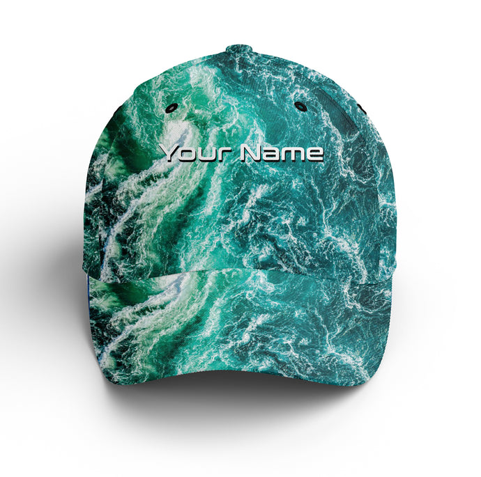Saltwater Sea wave camo Custom Adjustable Fishing Baseball Trucker Angler hat cap Fishing gifts IPHW3270