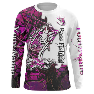 Beautiful Pink camo Custom Bass Fishing Shirts for women, Bass Fishing UV Protection Shirts for Fishing girls - IPHW127