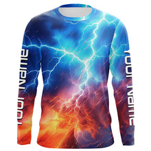 Load image into Gallery viewer, Personalized Uv Protection Long Sleeve Tournament Fishing Shirts, Thunder Fishing Jerseys IPHW4776