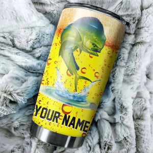 Mahi Mahi n Beer Fishing Tumbler Customize name Stainless Steel Tumbler Cup Personalized Fishing gift for fisherman - IPH1100