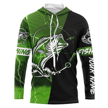 Load image into Gallery viewer, Largemouth Bass Fishing tattoo green camo black Custom name sun protective clothing fishing shirts NQS3302