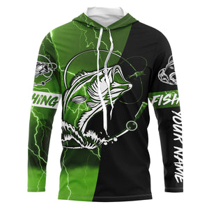 Largemouth Bass Fishing tattoo green camo black Custom name sun protective clothing fishing shirts NQS3302