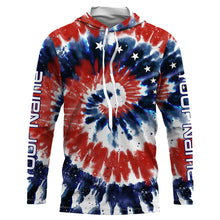 Load image into Gallery viewer, Red White and Blue American Tie dye Flag Custom UV Long Sleeve Fishing Shirts, Patriotic Fishing Shirts - IPHW1714