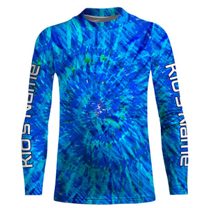 Blue Tie Dye Custom Long Sleeve performance Fishing Shirts, tournament Fishing Shirts for men - IPHW1716