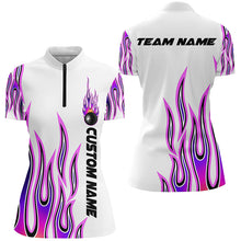 Load image into Gallery viewer, Personalized Flame Bowling Shirts For Women, Bowling Ball Custom Bowling Team Shirt IPHW4501