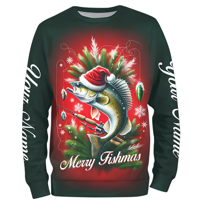 Personalized Walleye Christmas Fishing Shirts For Fisherman Fishing Gifts IPHW5559