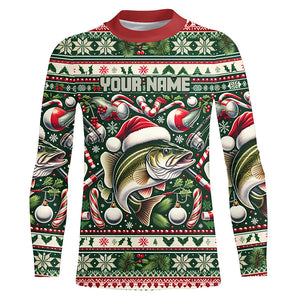 Walleye Fishing Ugly Sweater Pattern Christmas Custom Fishing Shirts Personalized Fishing Gifts IPHW5568