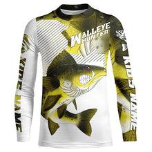 Load image into Gallery viewer, Walleye Hunter Custom Walleye Long Sleeve Fishing Shirts, Personalized Walleye Fishing Jerseys IPHW4253