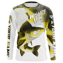 Load image into Gallery viewer, Walleye Hunter Custom Walleye Long Sleeve Fishing Shirts, Personalized Walleye Fishing Jerseys IPHW4253