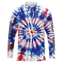 Load image into Gallery viewer, Custom Tie Dye American Flag Fishing Shirts, USA Patriotic Fishing Gifts Uv Protection IPHW4625