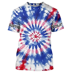 Custom Tie Dye American Flag Fishing Shirts, USA Patriotic Fishing Gifts Uv Protection IPHW4625