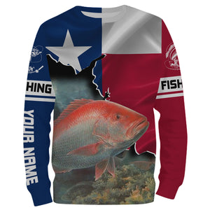 Red Snapper Fishing 3D Texas Flag Patriot Custom name All over print shirts - personalized fishing gift for men, women and kid - IPH1446