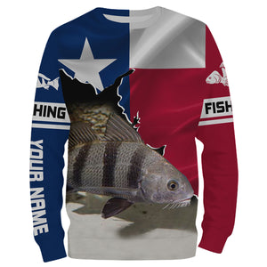 Black Drum Fishing 3D Texas Flag Patriot Custom name All over print shirts - personalized fishing gift for men, women and kid - IPH1448