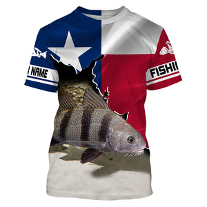 Black Drum Fishing 3D Texas Flag Patriot Custom name All over print shirts - personalized fishing gift for men, women and kid - IPH1448