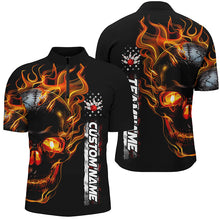 Load image into Gallery viewer, Custom Unisex Flame Skull Bowling Team Shirts, Bowling Polo/ Quarter-Zip Shirts For Men And Women IPHW6096