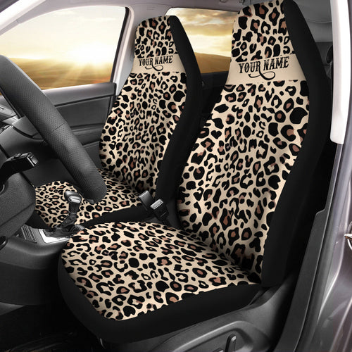 Leopard Print Car Seat Covers Pair, 2 Front Custom Car Seat Covers - IPHW1009