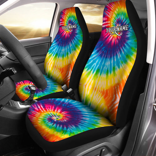 Colorful Tie Dye Swirl Pattern Custom Car Seat covers, Hippie Spiral Car Accessories Car Seat Protectors - IPHW1013