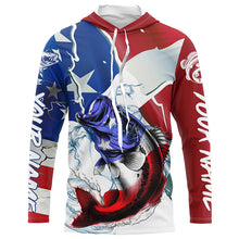 Load image into Gallery viewer, Bass Fishing American Flag Custom Performance Long Sleeve Fishing Shirts, Patriotic Fishing Gifts IPHW6110