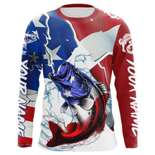 Load image into Gallery viewer, Bass Fishing American Flag Custom Performance Long Sleeve Fishing Shirts, Patriotic Fishing Gifts IPHW6110