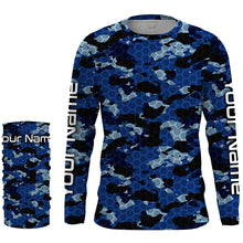 Load image into Gallery viewer, Custom Blue Fishing camo Long Sleeve performance Fishing Shirts, UV Protection Fishing apparel - IPHW1474