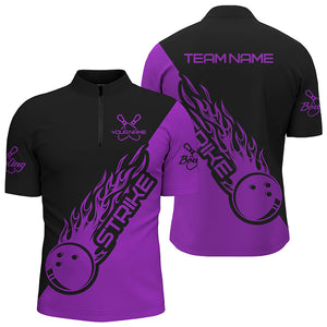 Custom Bowling Shirts For Men And Women, Bowling Team Shirts Bowling Strike | Purple IPHW4288