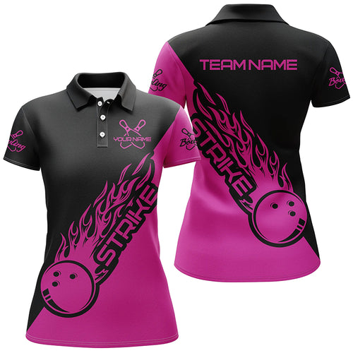 Custom Bowling Shirts For Women, Bowling Team Shirts Bowling Strike | Pink IPHW4290
