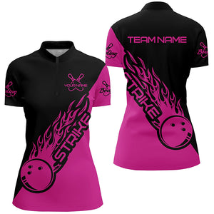 Custom Bowling Shirts For Women, Bowling Team Shirts Bowling Strike | Pink IPHW4290