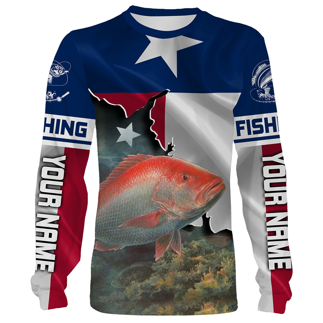 Red Snapper Fishing Texas Flag Patriot Custom name All over print shirts - personalized fishing gift for men, women and kid - IPH1486