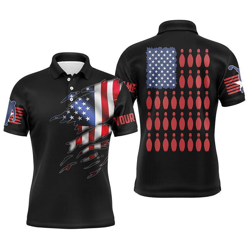 3D American Flag Custom Bowling Shirts For Men, Personalized Patriotic Bowling Gifts IPHW3724