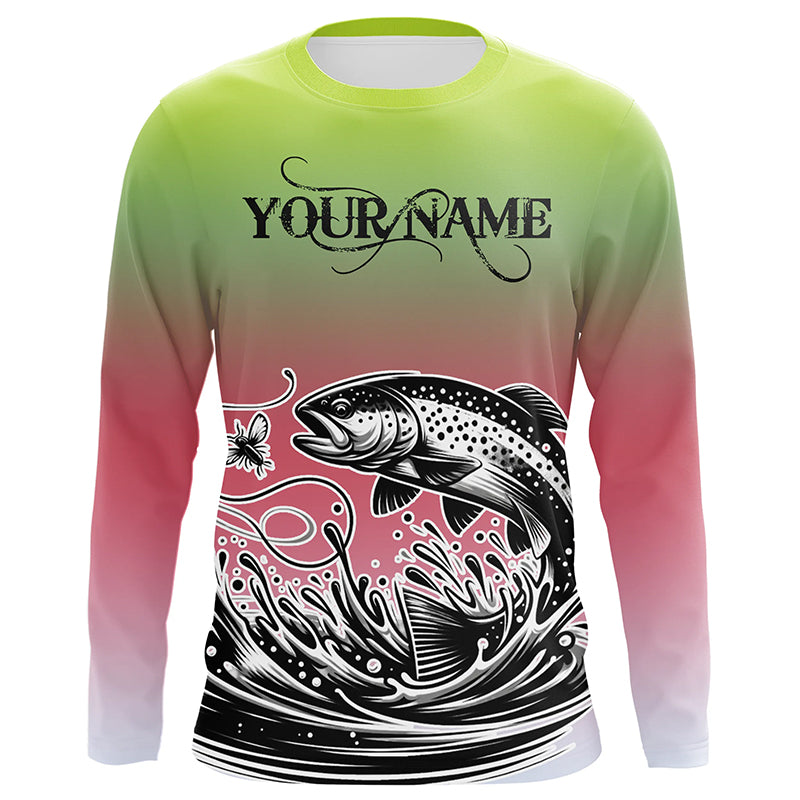 Rainbow Trout Custom Long Sleeve Tournament Fishing Shirt, Trout