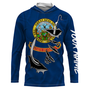 Idaho Flag 3D Fish Hook UV Protection Custom Long Sleeve performance Fishing Shirts IPHW488