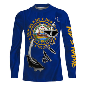 NewHampshire Flag 3D Fish Hook UV Protection Custom Long Sleeve performance Fishing Shirts IPHW498