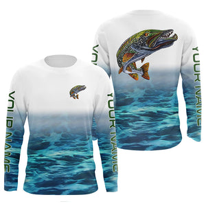 Angry Pike Fishing Custom Long Sleeve Fishing Shirts, Pike Tournament Fishing Jerseys IPHW6134