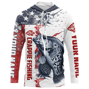 American Flag Water Custom Crappie Long Sleeve Fishing Shirts, Patriotic Crappie Fishing Jerseys IPHW6140