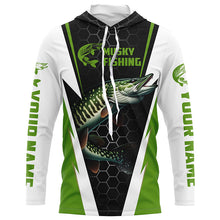 Load image into Gallery viewer, Personalized Musky Fishing Long Sleeve Tournament Fishing Shirts, Musky Fishing Jerseys |Green IPHW6142